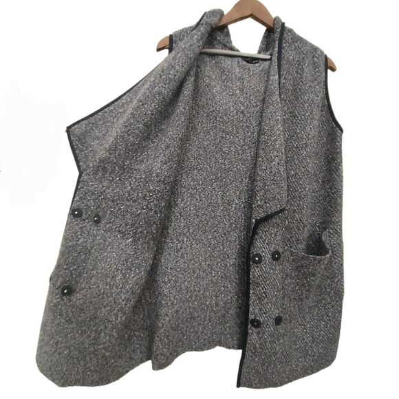 Anthropologie Greylin Wool Hooded Vest Womens M/L Gray Button Knitted Casual - Picture 4 of 11
